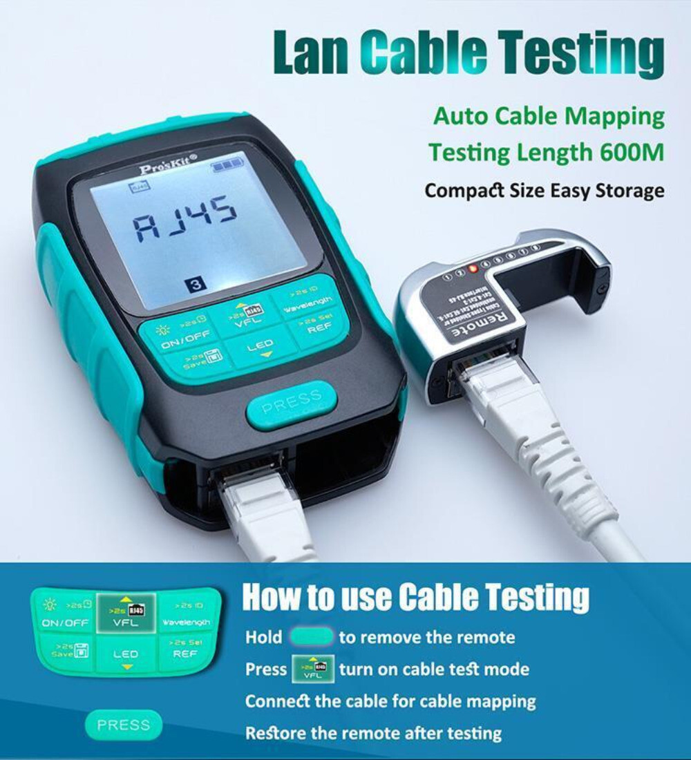 MT-7615 Connect LAN Cable Tester Intelligent Auto Calibrate Optical Power Meter