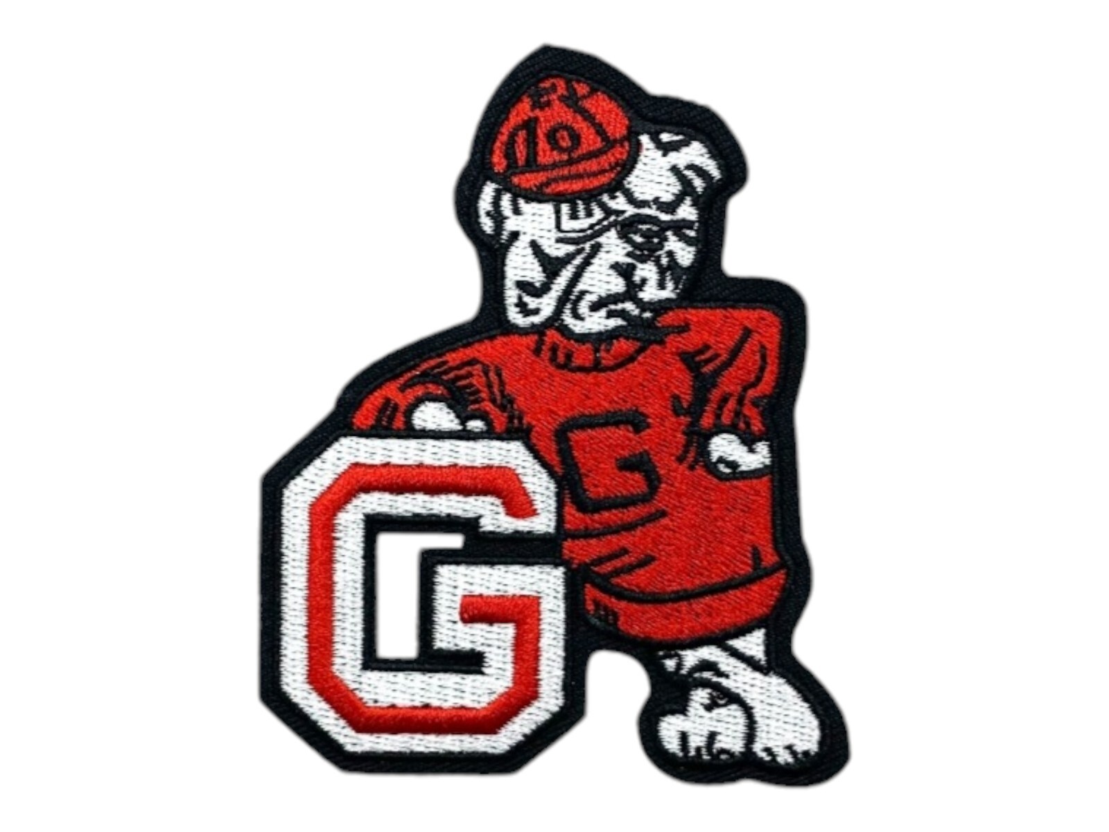 Georgia Bulldog Vintage Style Patch. Embroidered. Iron On. 3"x3"