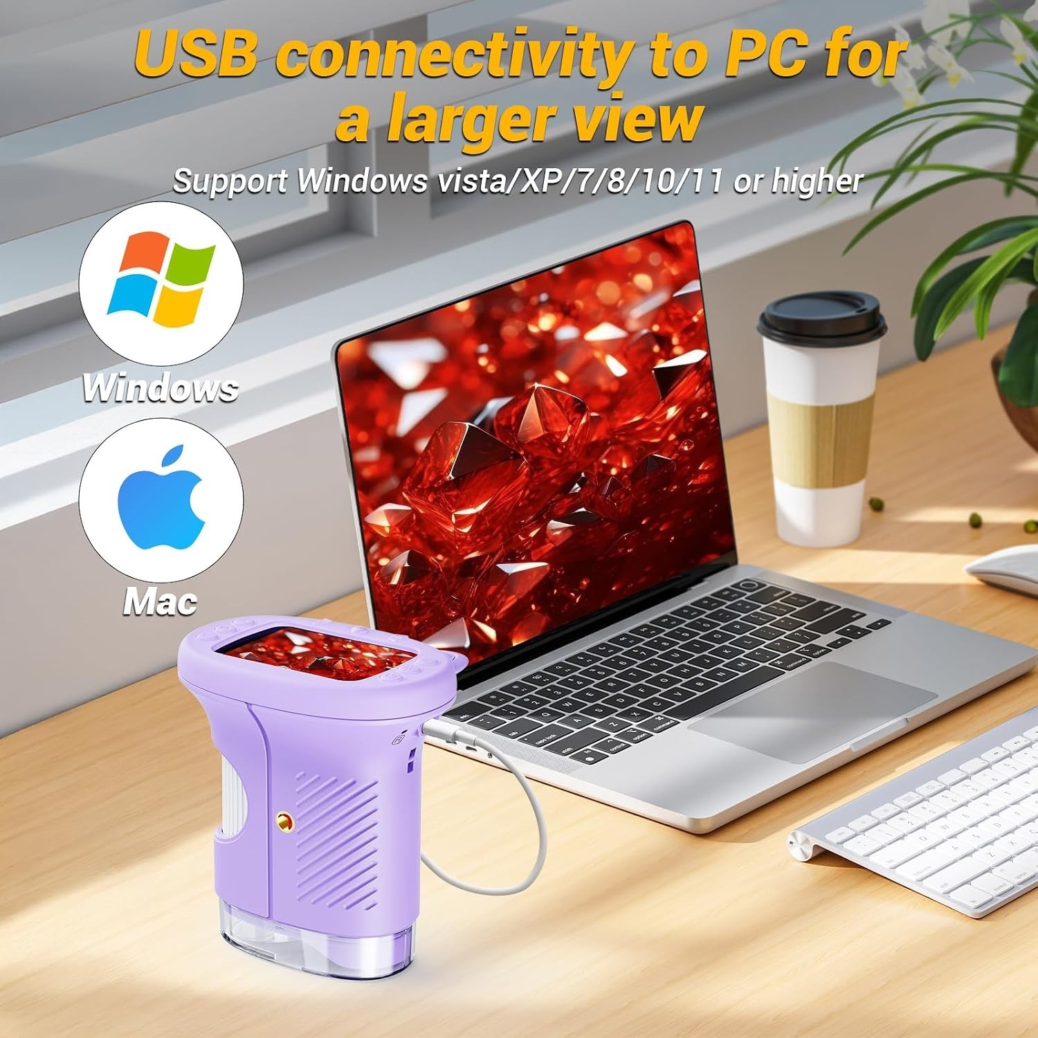 2.4" Screen Pocket Kids Microscope: 1000X Handheld Microscope for Photo and V...