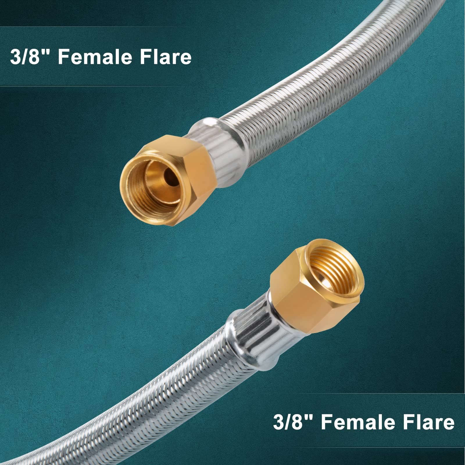 6ft Propane Hose Extension 3/8 Flare Both Ends Stainless Braided