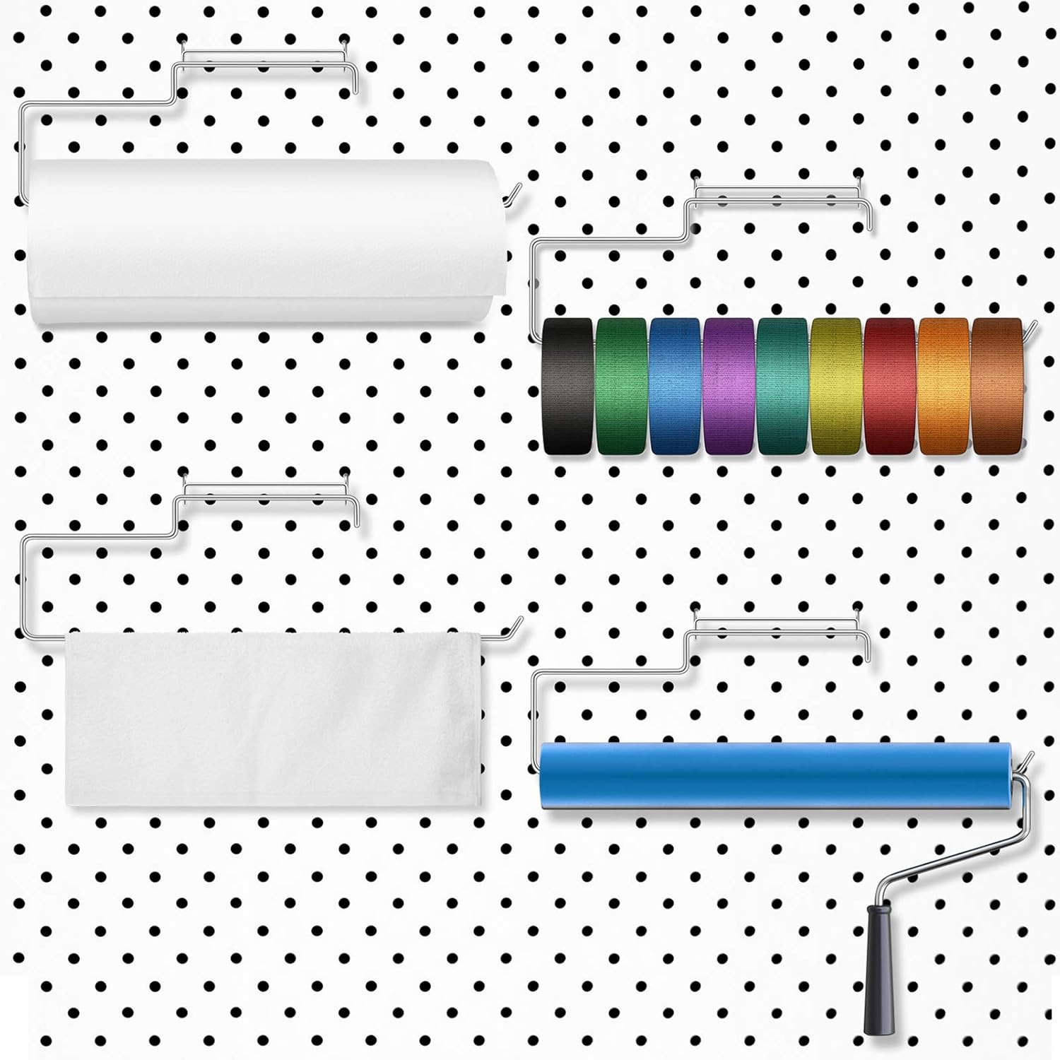 4 Packs Pegboard Paper Towel Holder Stainless Steel Pegboard Hooks Organization