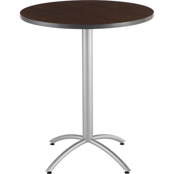 Iceberg 65664 Cafeworks Cafe/Breakroom Table, Walnut Top, Silver Frame, 36 In