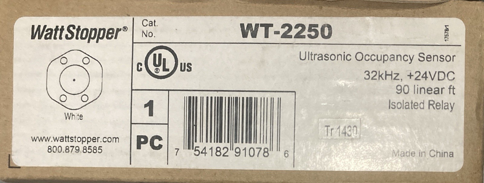 WATTSTOPPER WT-2250 ULTRASONIC OCCUPANCY SENSOR