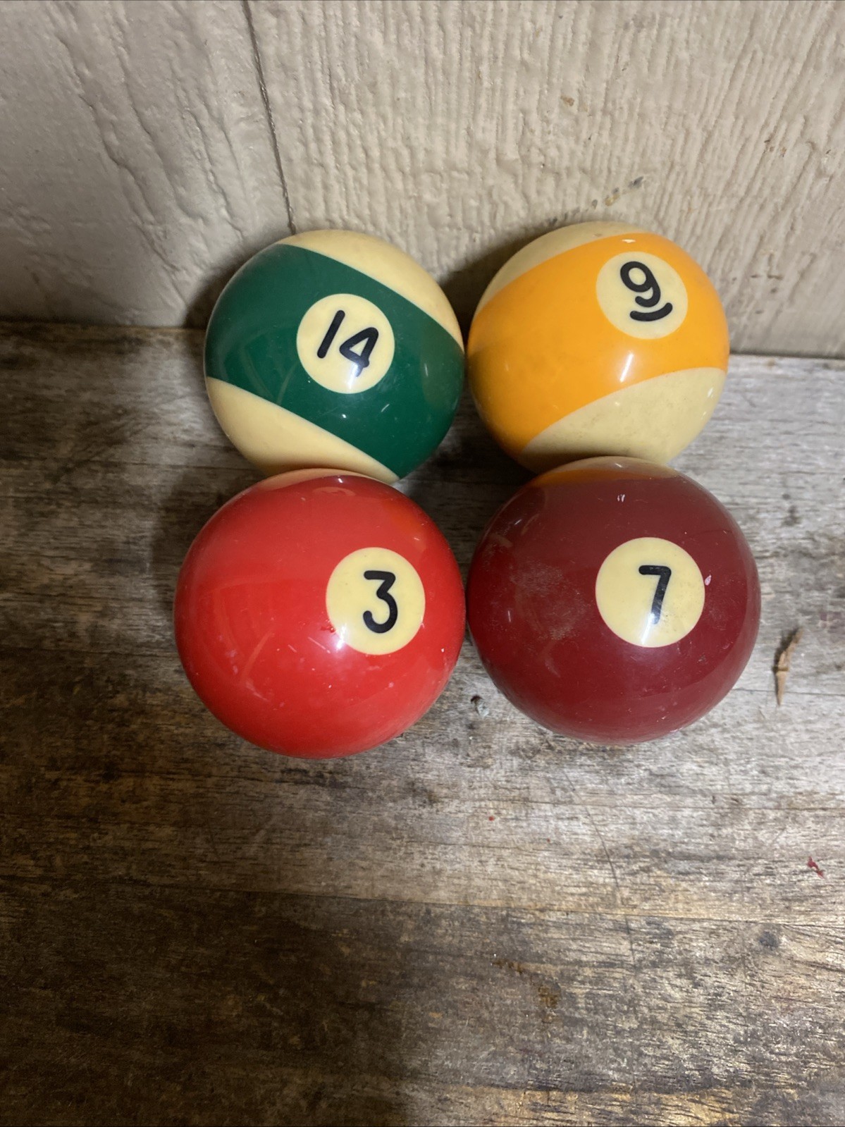 Vintage Striped & Solid Pool Ball Billiard 2 1/4" Replacement Balls 3-7-9-14