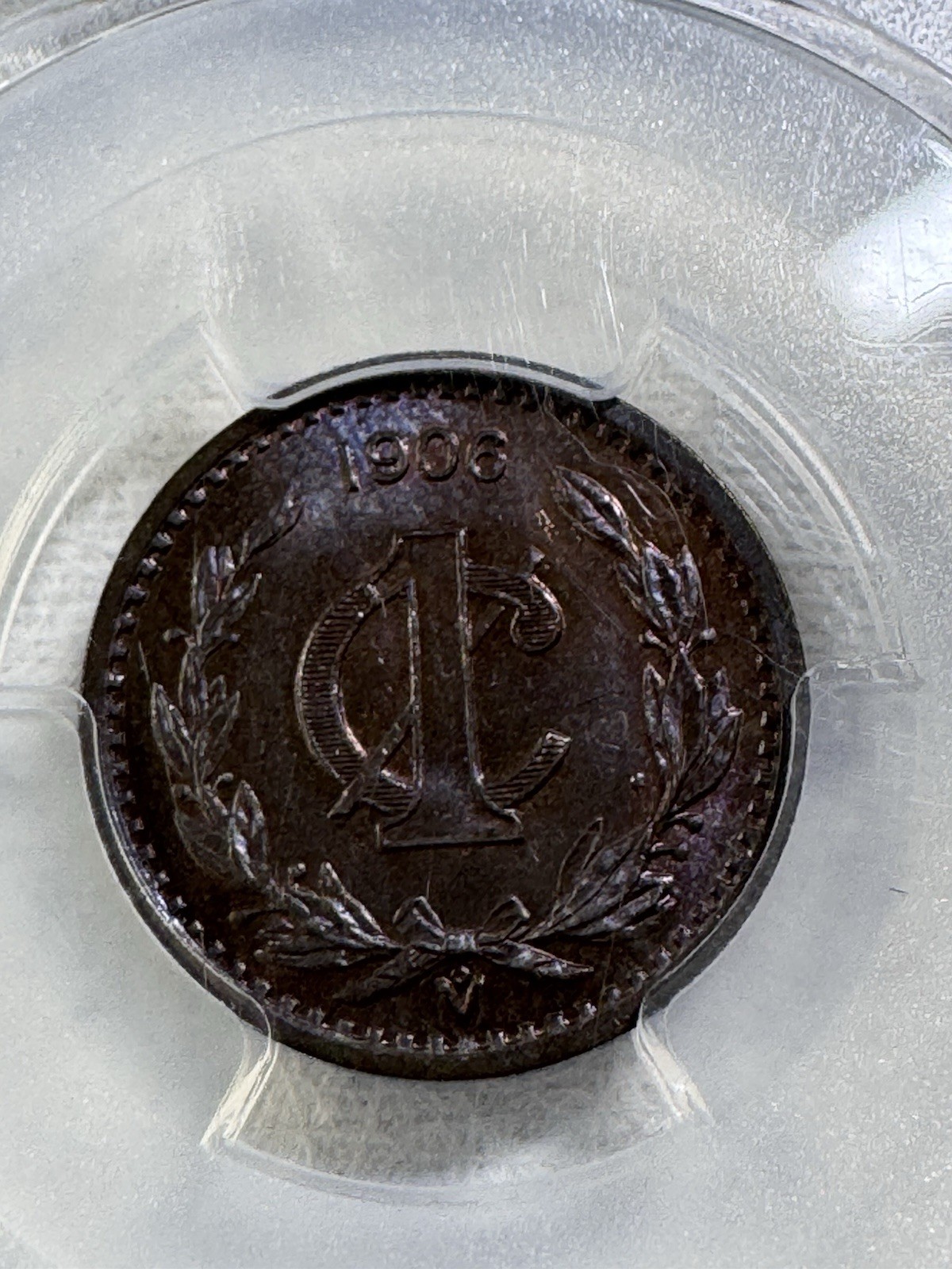 1906-Mo Mexico 1 Centavo Graded MS 64 RB by PCGS Narrow Date