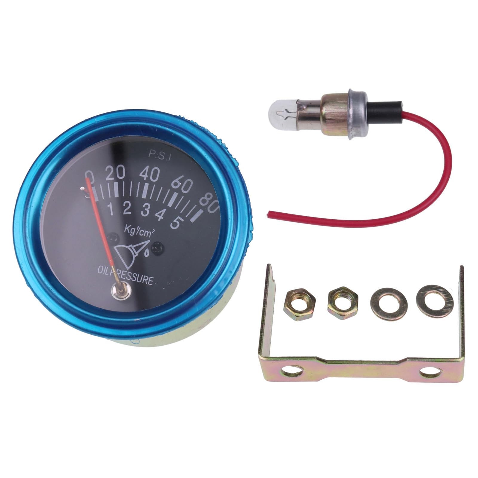 2 Inch Universal Chrome Oil Pressure Gauge Kit 0-80 PSI Mechanical Auto Gauge