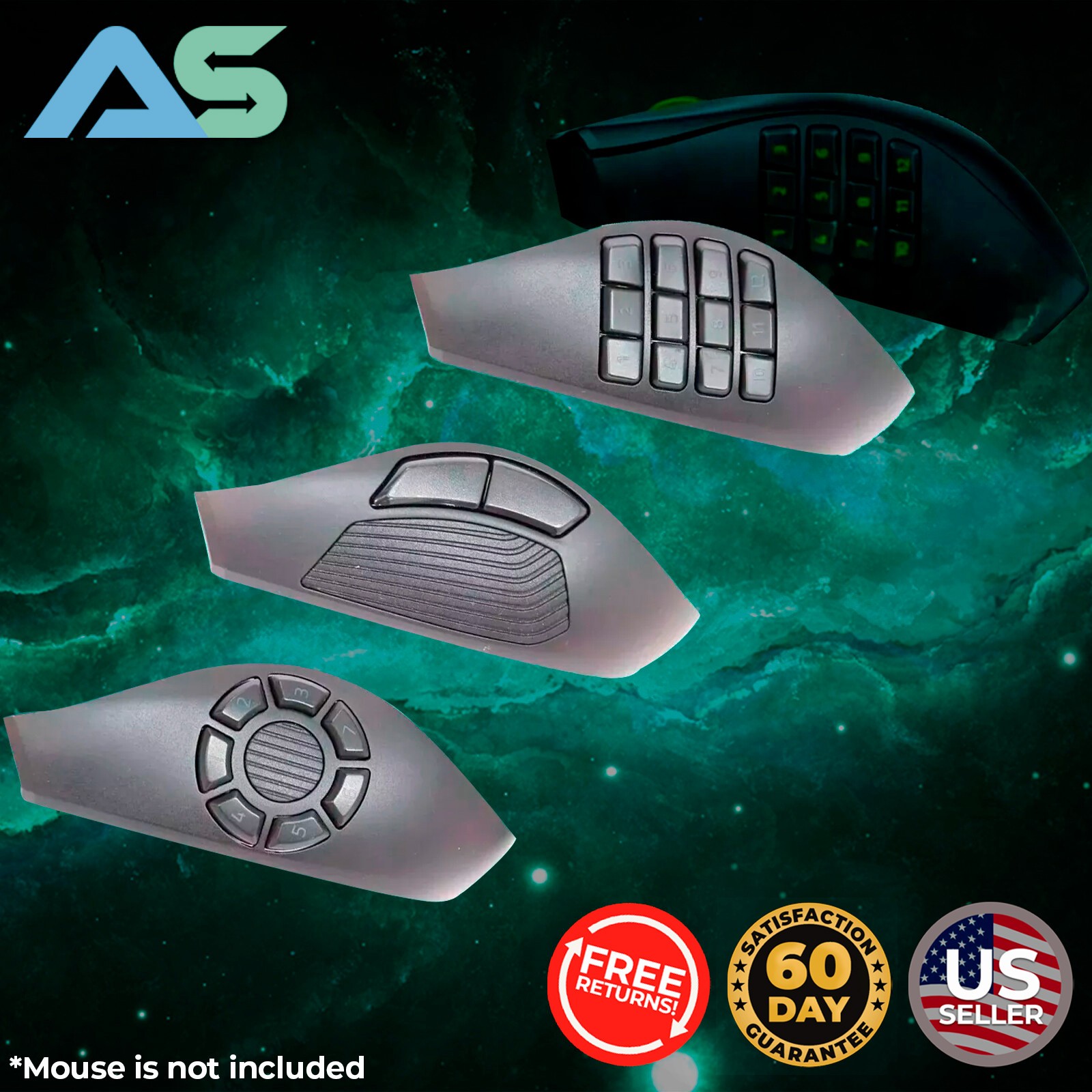 Razer Naga Trinity Mouse Replacement Side Button Panels 12 Keys, 7 Keys, 2 Keys