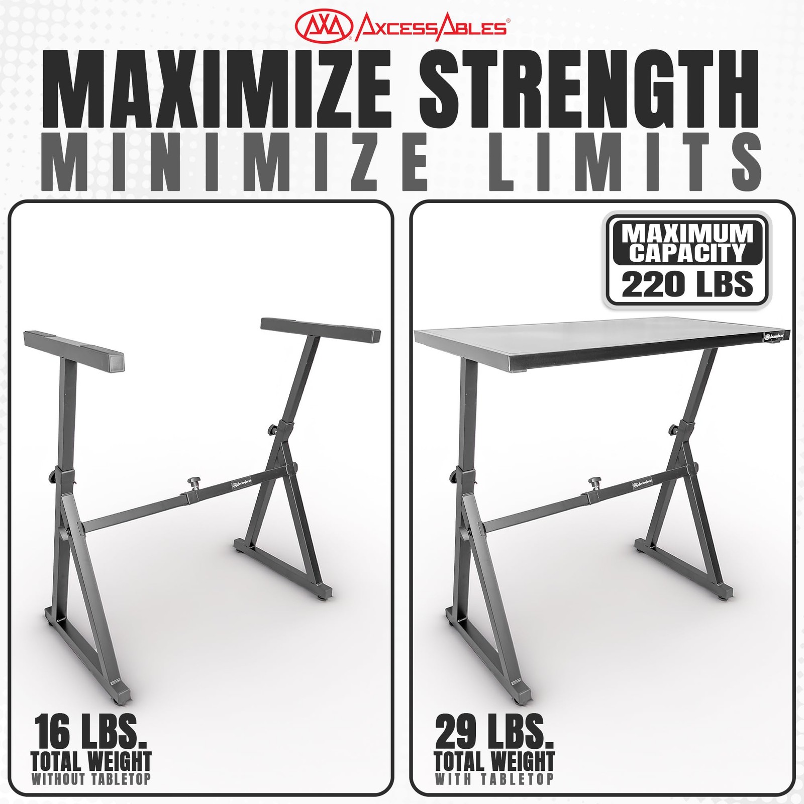 AxcessAbles Adjustable Piano Keyboard Stand and DJ Controller Desk – Removable 3