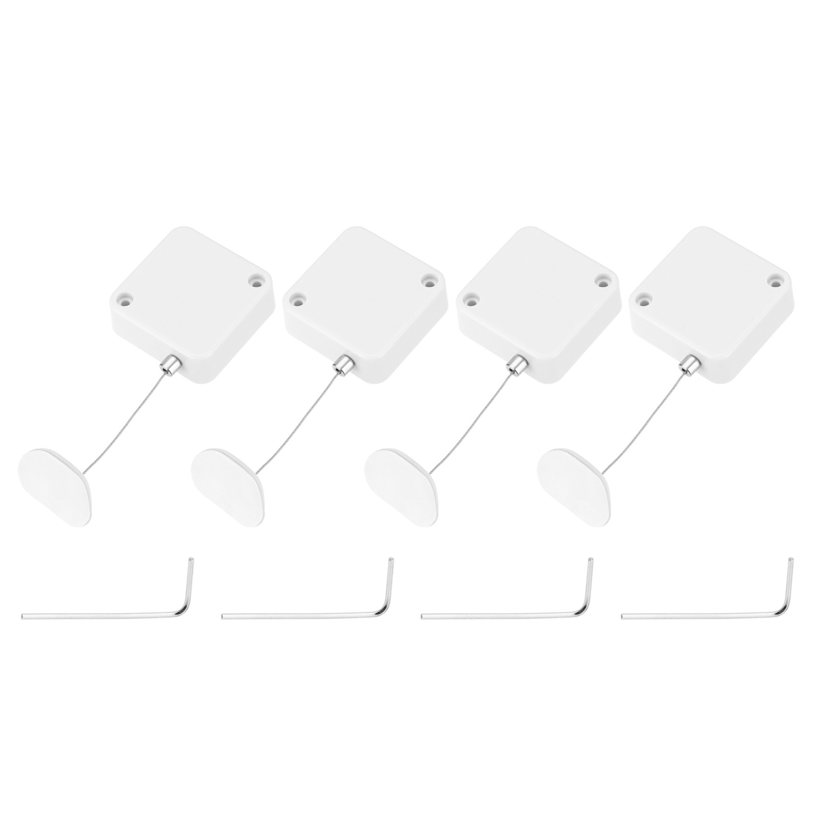 3.3 ft Retractable Cable Security Lock with Arc Patch 600g, White, 4 Pack
