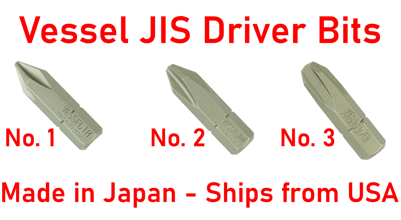 Genuine Vessel JIS #1 #2 #3 Screwdriver Bit Set for Japanese Motorcycle Screws