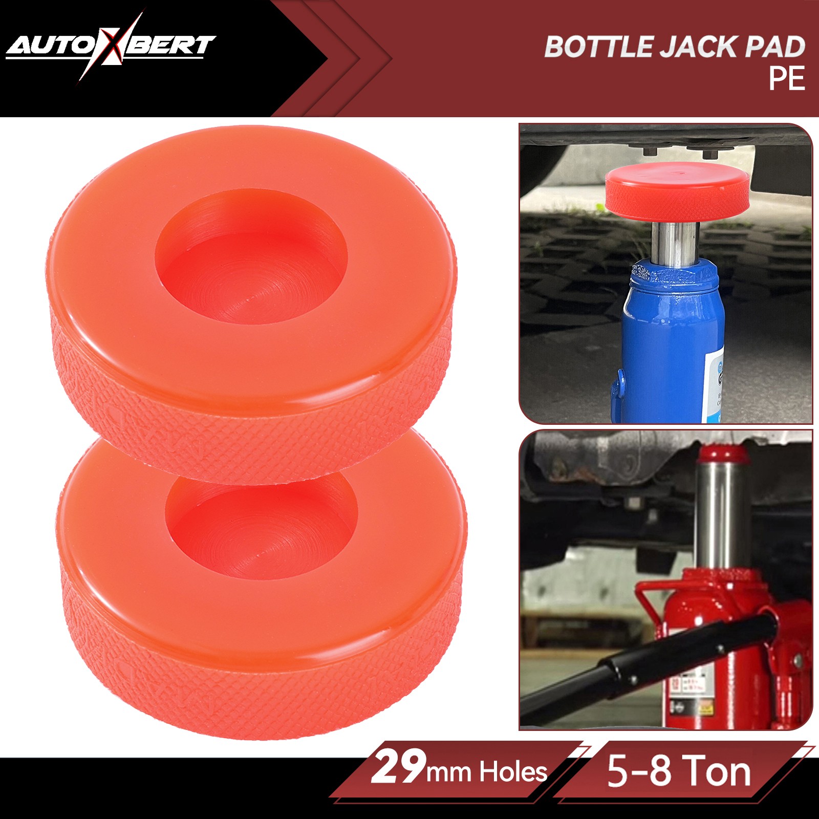 2xPolyethylene Pad Bottle Jack Protection Pad 29mm Dia Recess Bottom Heavy Duty