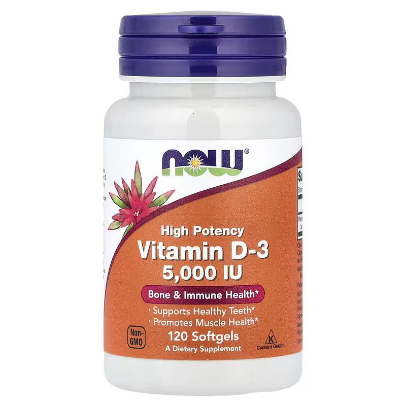 NOW Foods Vitamin D-3, High Potency 5,000 IU 120 Softgels