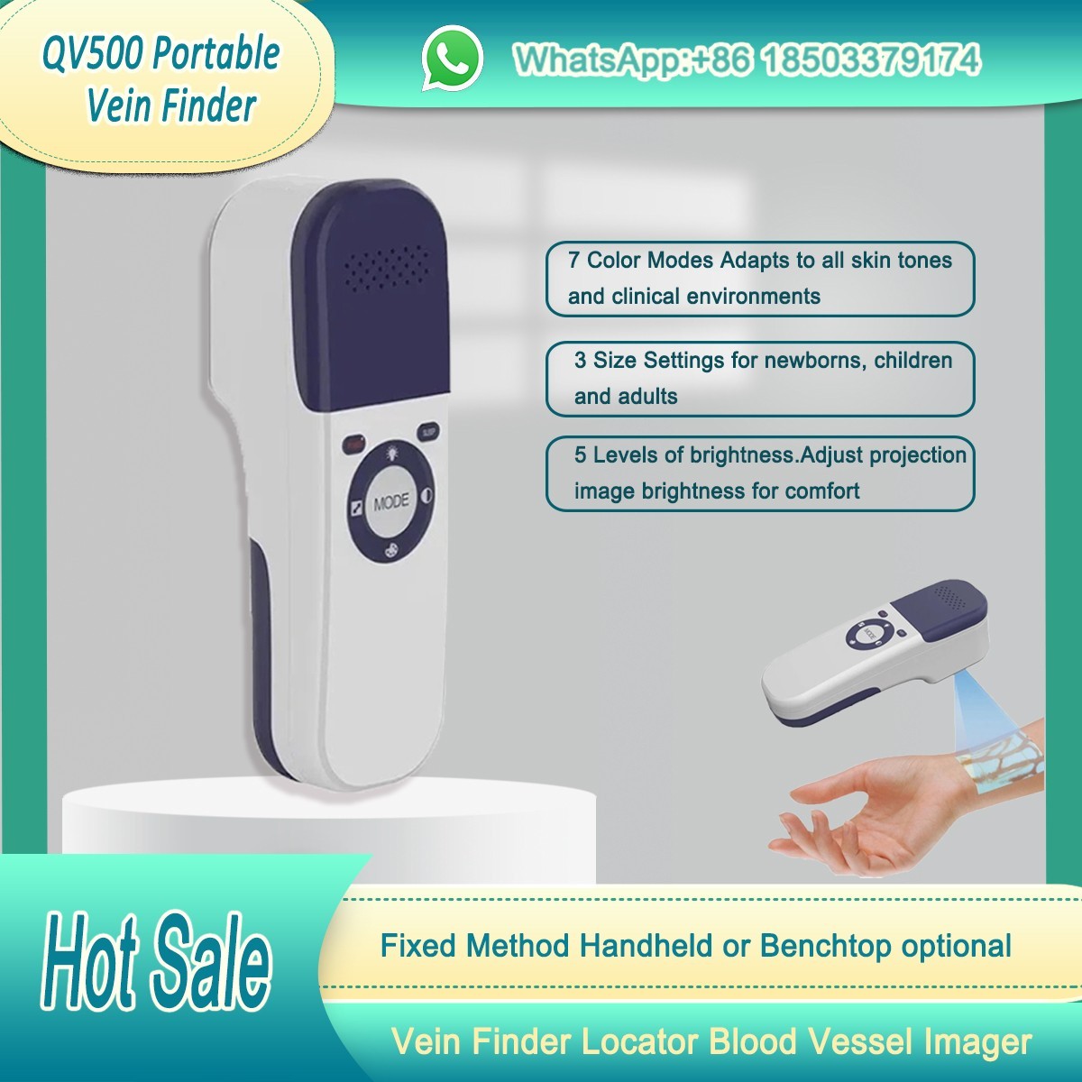 QV500 Handheld Vein Finder Locator Portable Near-Infrared Blood Vessel Display
