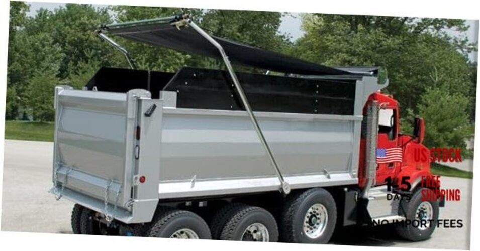 7'x15' Black Asphalt Vinyl Dump Truck Tarp with Double Pocket & Grommets