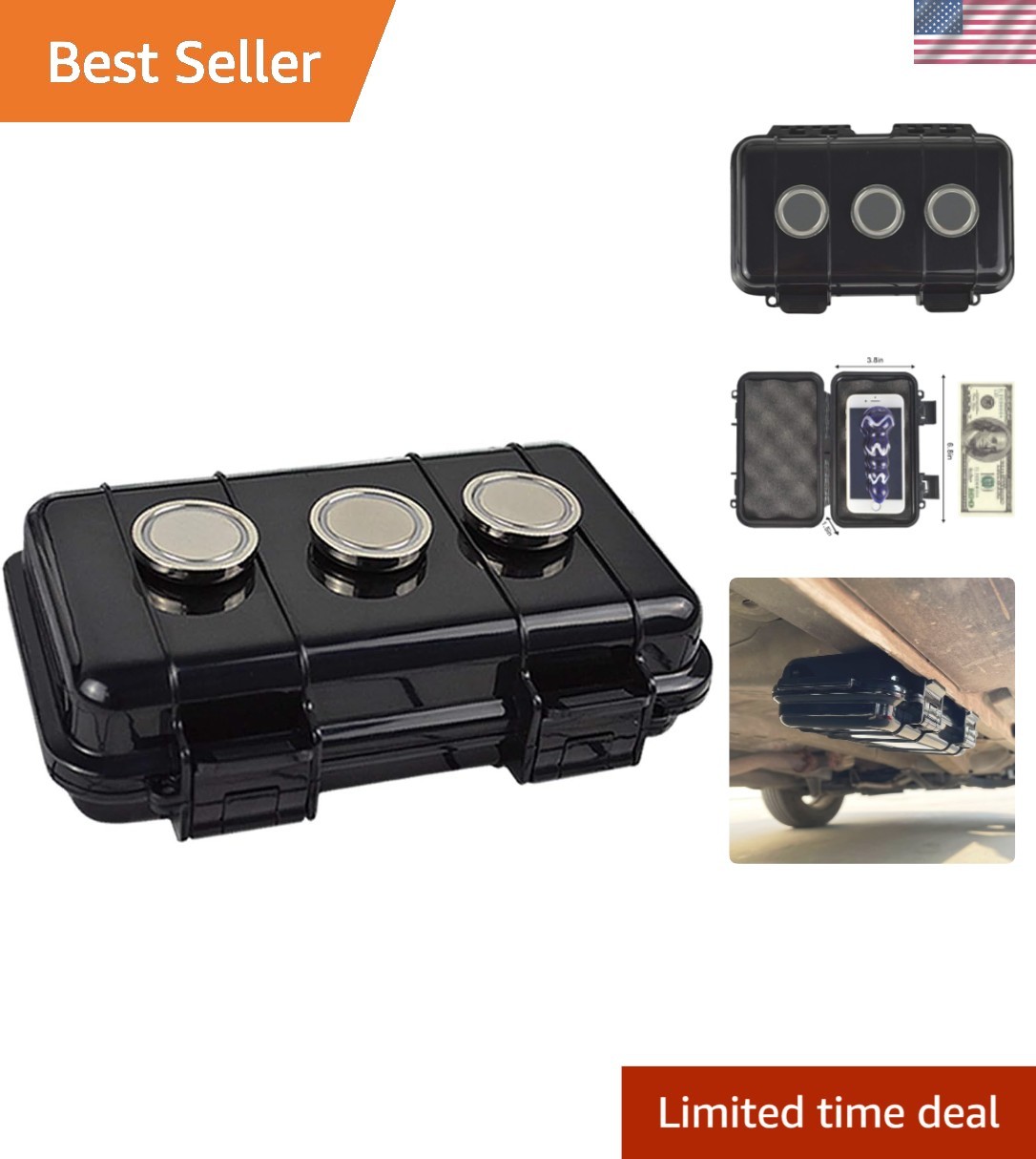 Magnetic Hidden Stash Box under Car Secret Compartment Security Safe Container