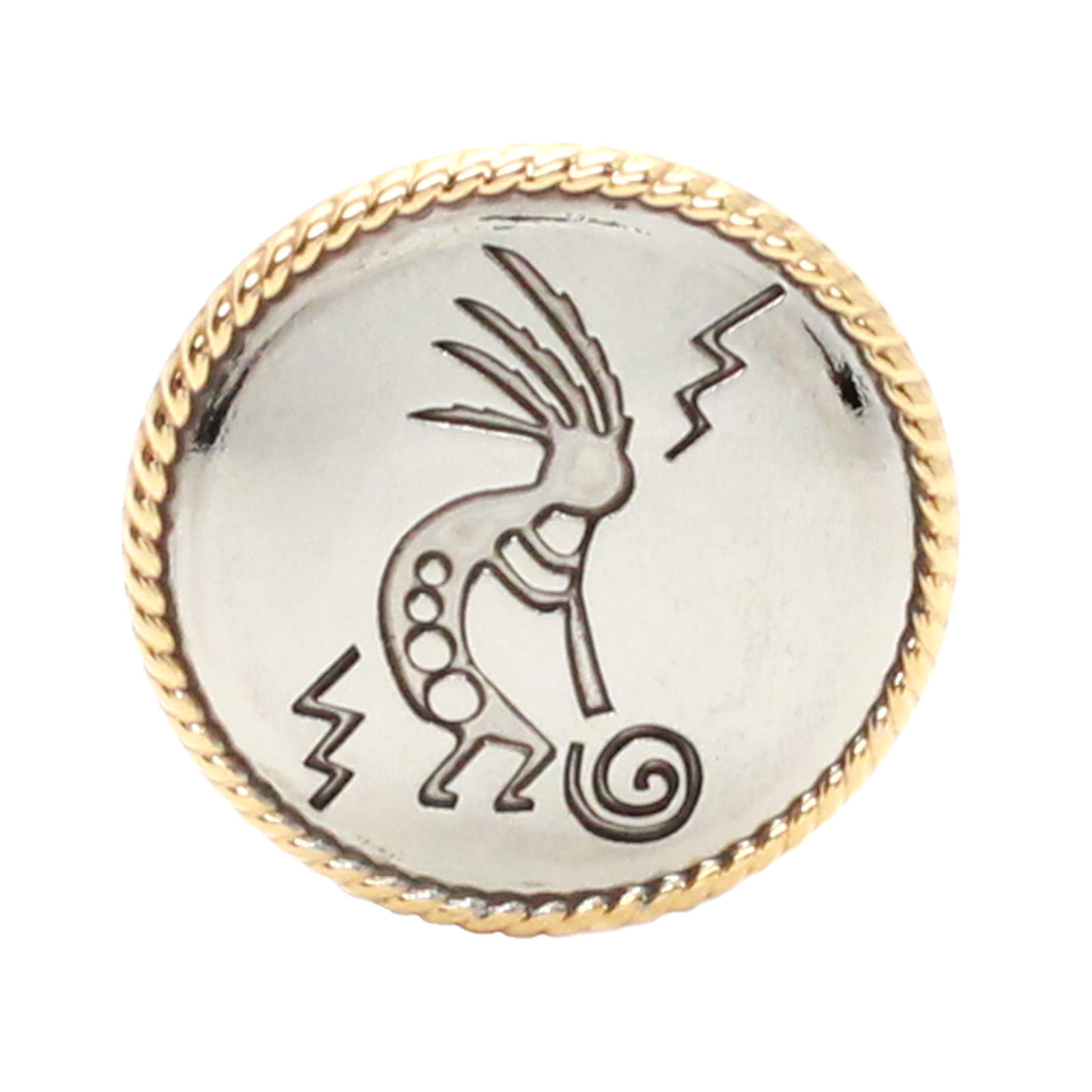 Kokopelli Concho Chrome with Gold Plated Rope Border 1-1/4" 7952-60