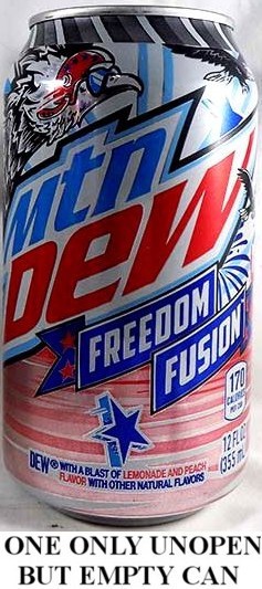 Mountain Dew Freedom Fusion Peach Lemonade UNOPEN EMPTY 12oz Can USA 2024 Ltd Ed