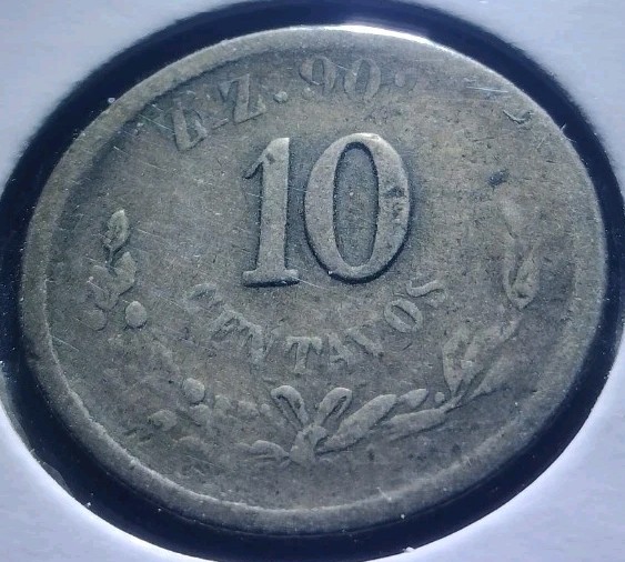 1887  ZZ Mexico 10 Centavos - Silver - Low Mintage Mexican Coin