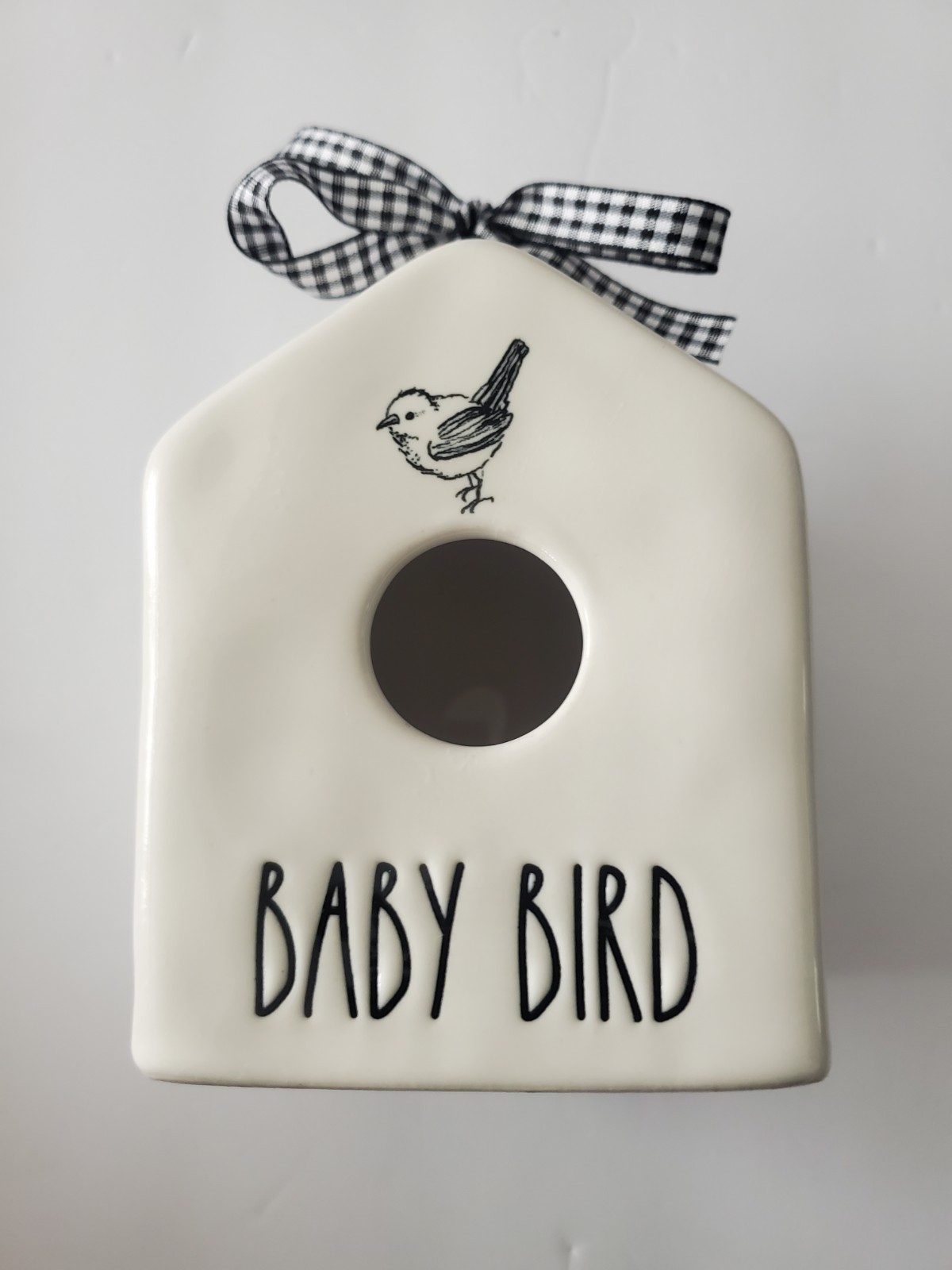 Rae Dunn Baby Bird Ceramic Bird House Decor White Hanging Loop House Shape