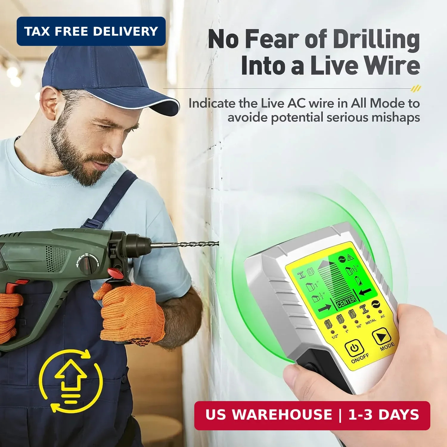 Stud Finder Wall Scanner Sensor - 5 in 1 Stud Sensor Detector Wall Scanner with