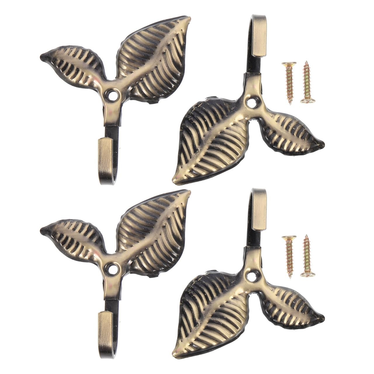 Bronze Iron Leaf Shaped Wall Coat Hat Hooks 3.07x2.75x0.78 Inch 4 PCS