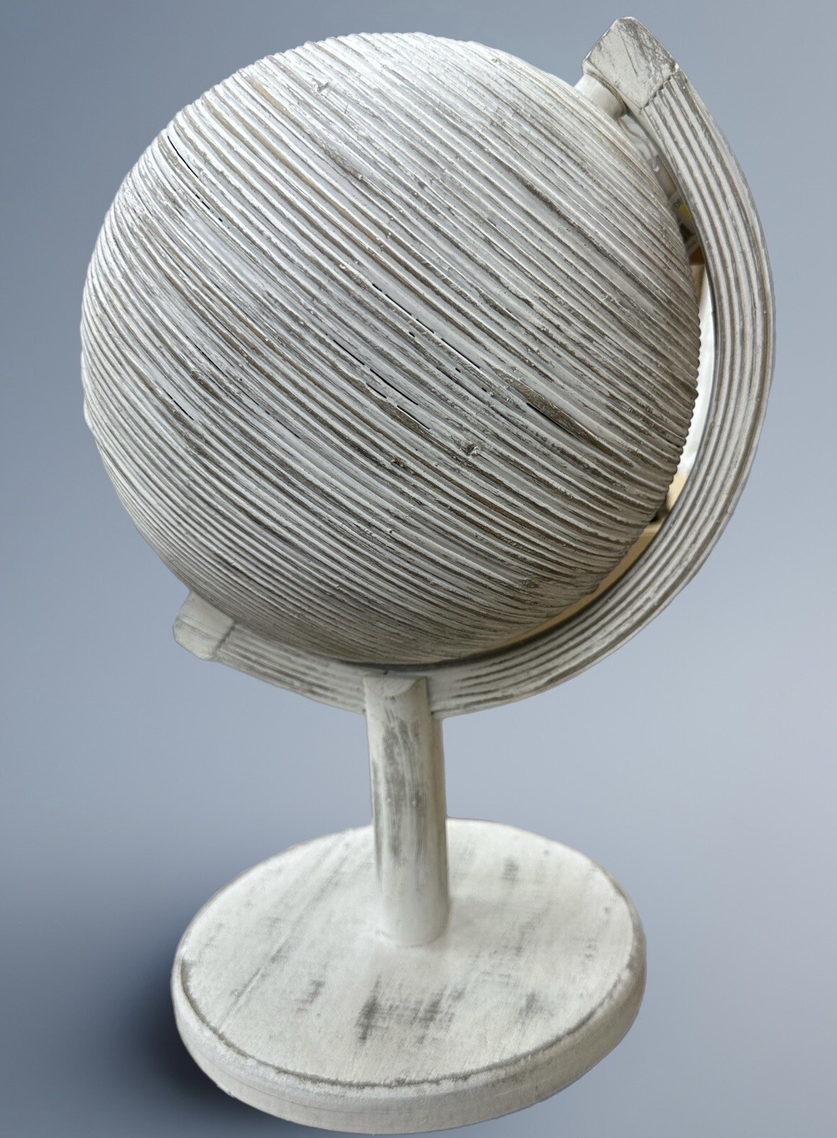 DEMDACO White Carved Wood Globe - NEW