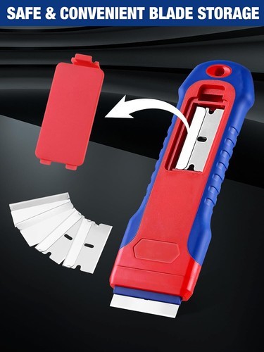 WORKPRO Retractable Razor Blade Scraper w/56PC Steel Blade Cleaning Scraper Tool