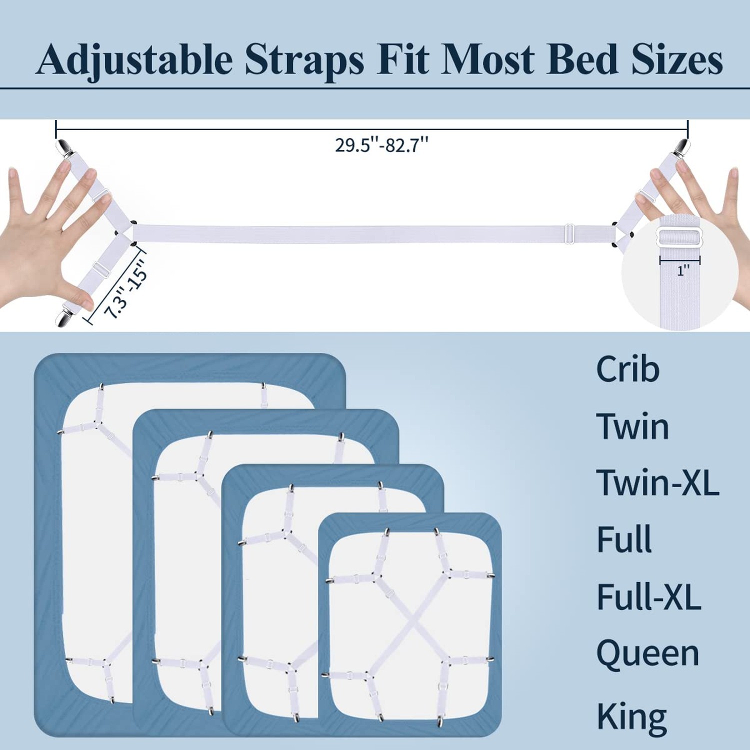 Sopito Sheet Straps, Adjustable Bed Sheet Suspenders Max Stretch from 29.5 in...