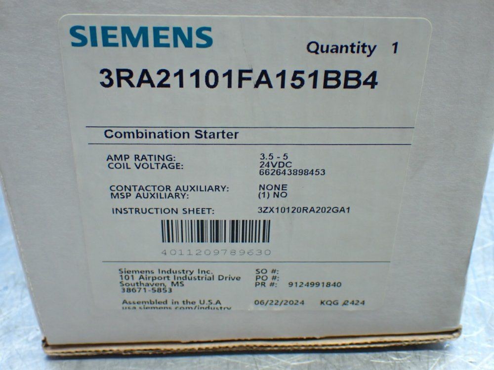SIEMENS COMBINATION STARTER 3RA21101FA151BB4