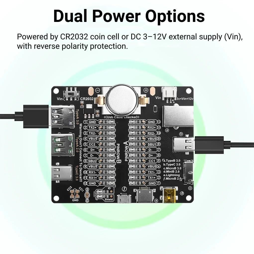 6 in 1 USB Cable Tester Board Charging & Data Cable OTG Checker for Type C Micro