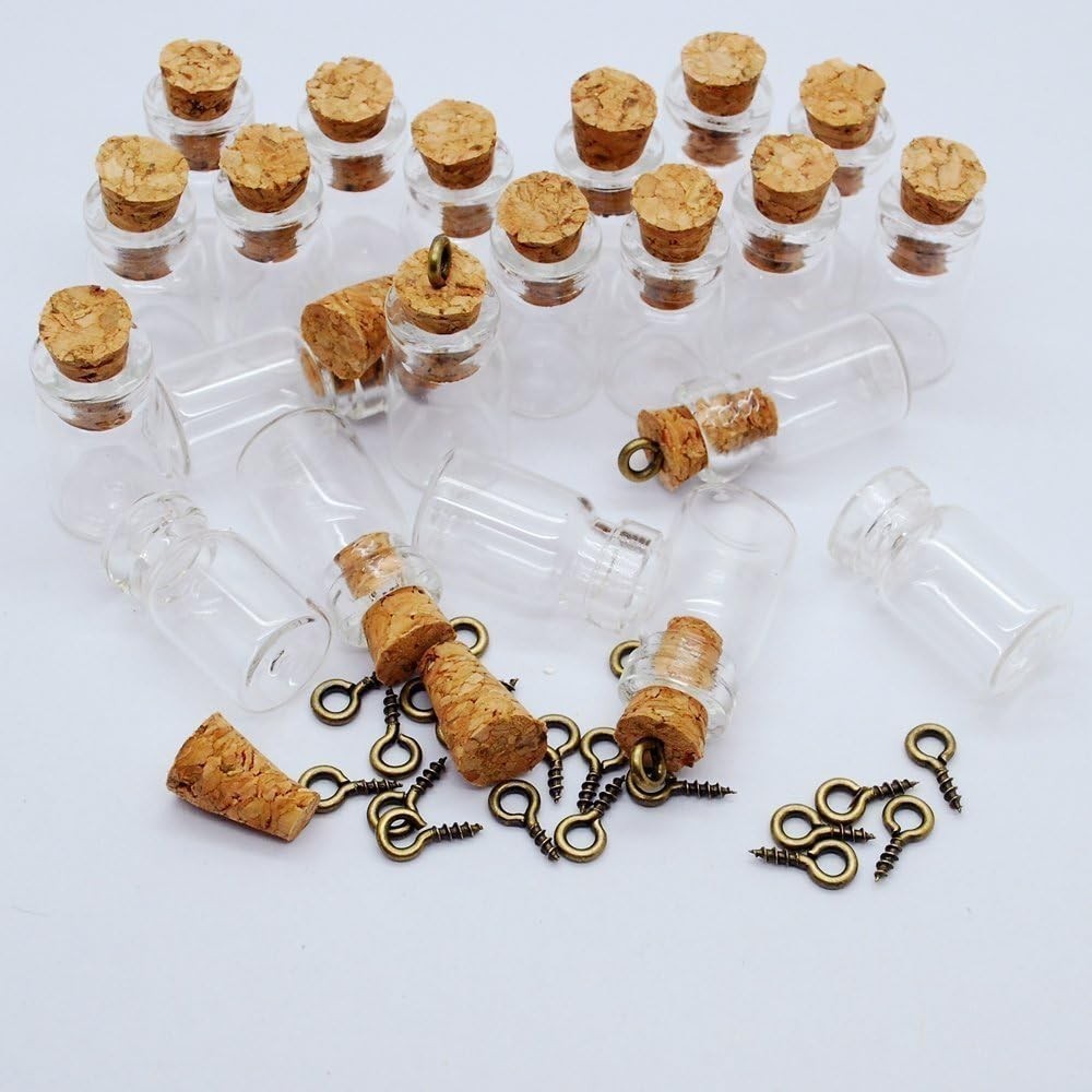 Versatile 50pcs Mini Glass Bottles with Cork Stoppers - DIY Crafters' Delight