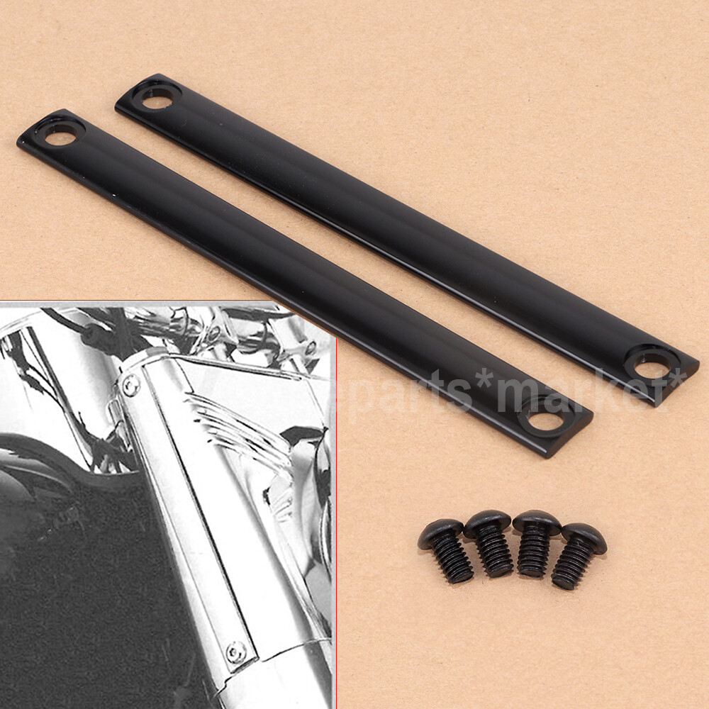 Black Fork Panel Accent Strips Molding Trim For Harley Heritage Softail Classic