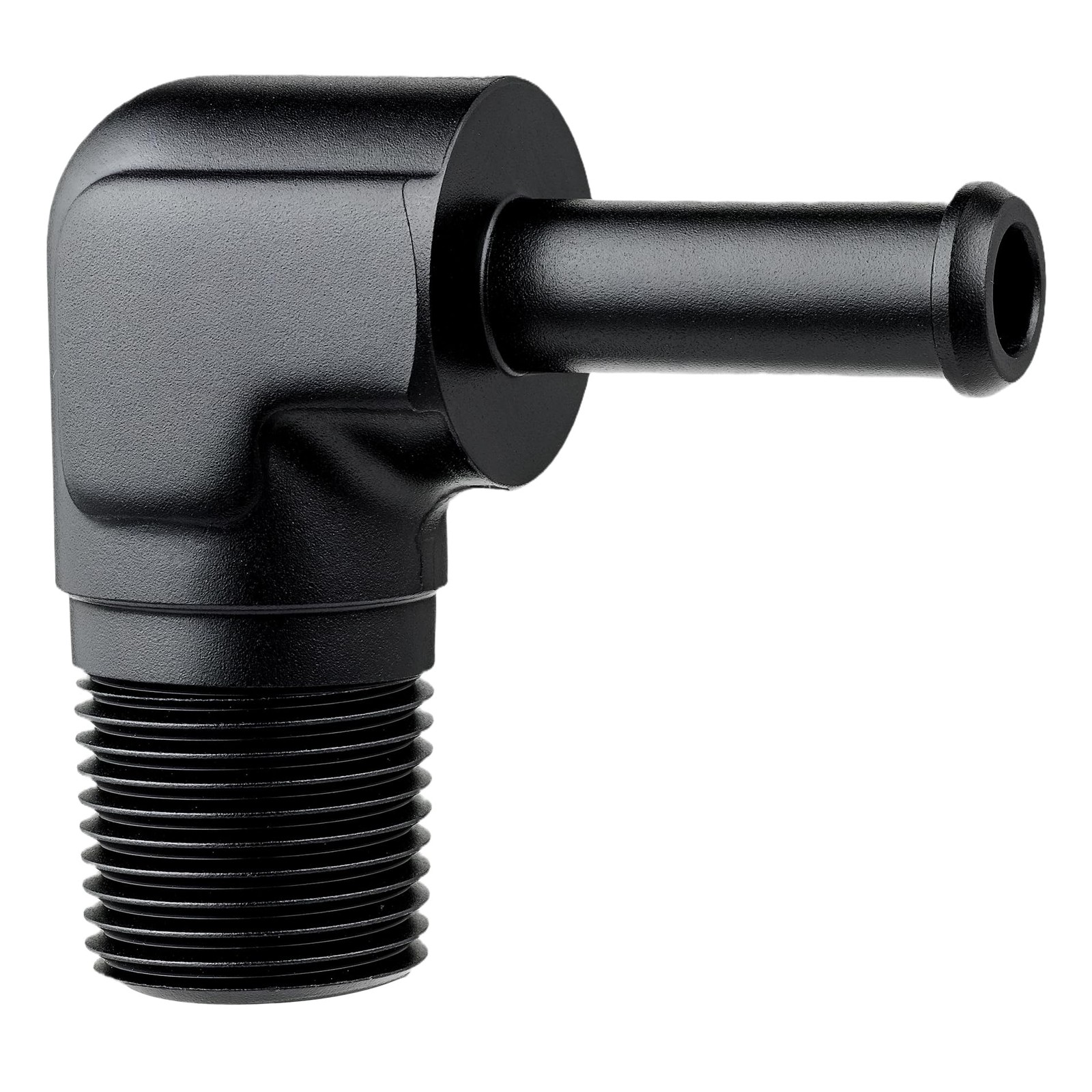 1/8 Inch NPT Male To 5/16 Inch Barb Fitting Adapter 90 Degree Aluminum Black