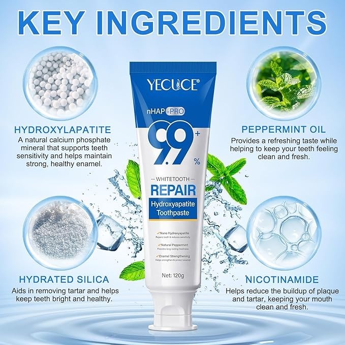9.9% Hydroxyapatite Toothpaste, 4.23 Oz Nano Hydroxyapatite Toothpaste for Ename