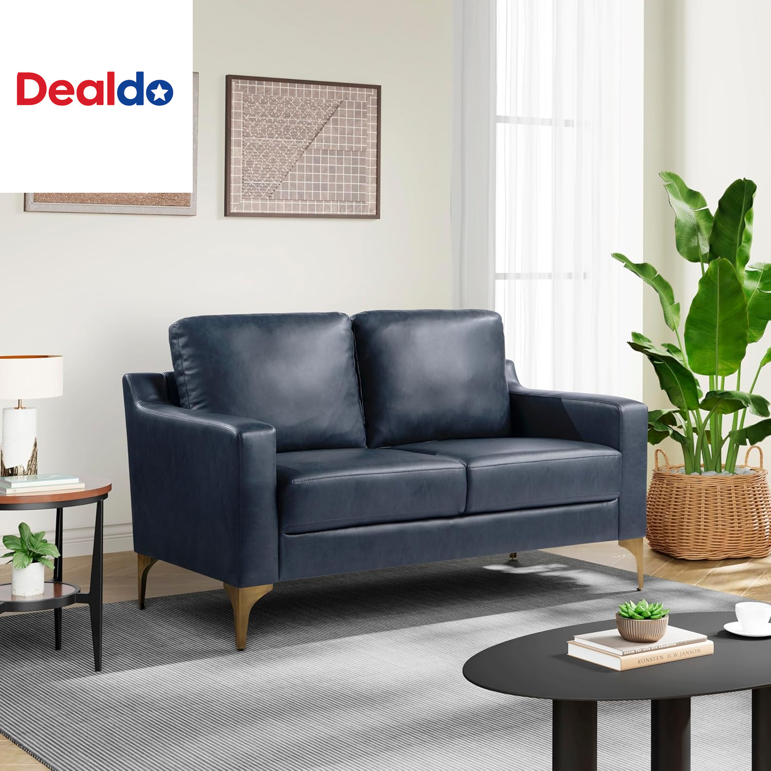 Triton 55.5" Loveseat, Transitional Modern, Dreamcoil Comfort, Metal Legs, Vegan