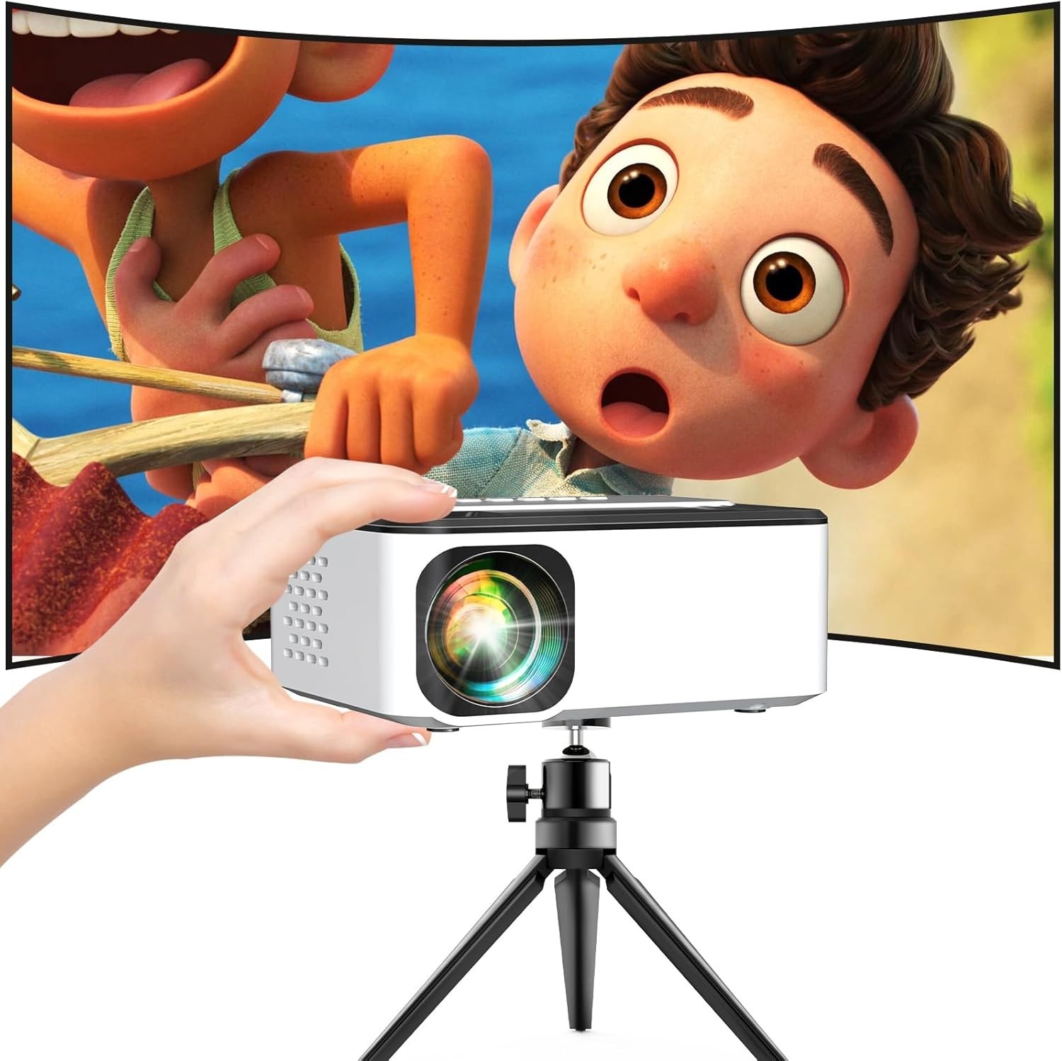 PURSHE Mini Projector Portable Projector Full HD 1080P Supported - 7500 lumen