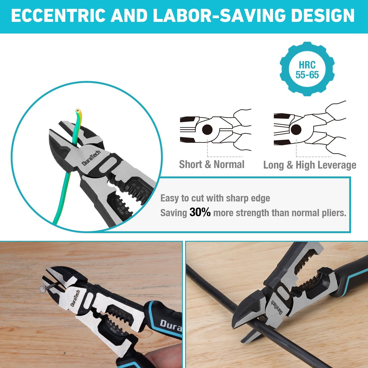 DURATECH 4-in-1 Diagonal Cutting Plier 8" Multifunction Heavy Duty Wire Stripper
