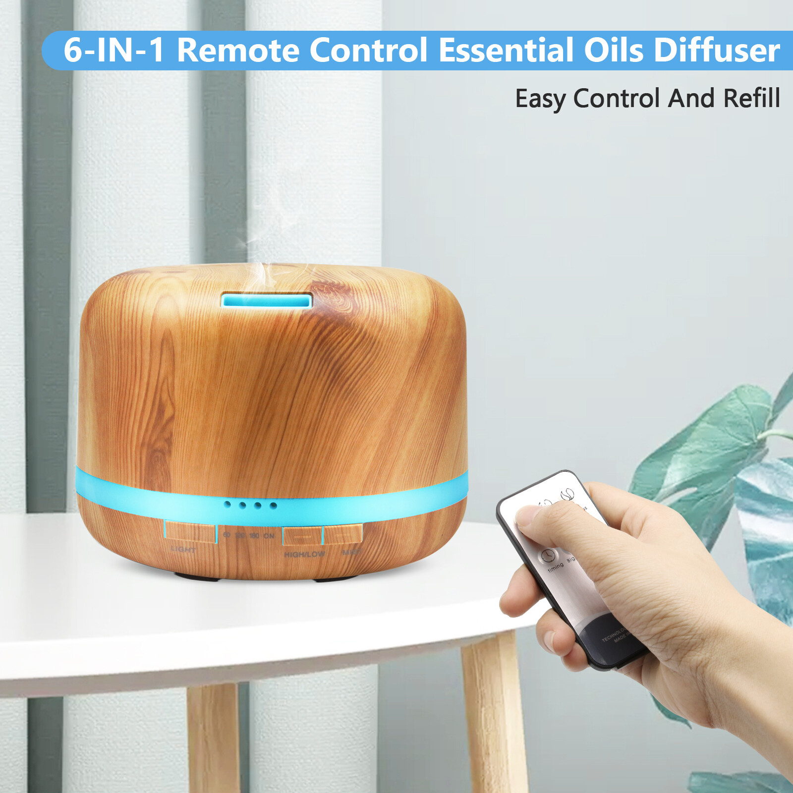 Daroma 500ml Ultrasonic Aroma Diffuser,Remote control,5 In 1cool Mist Humidifier