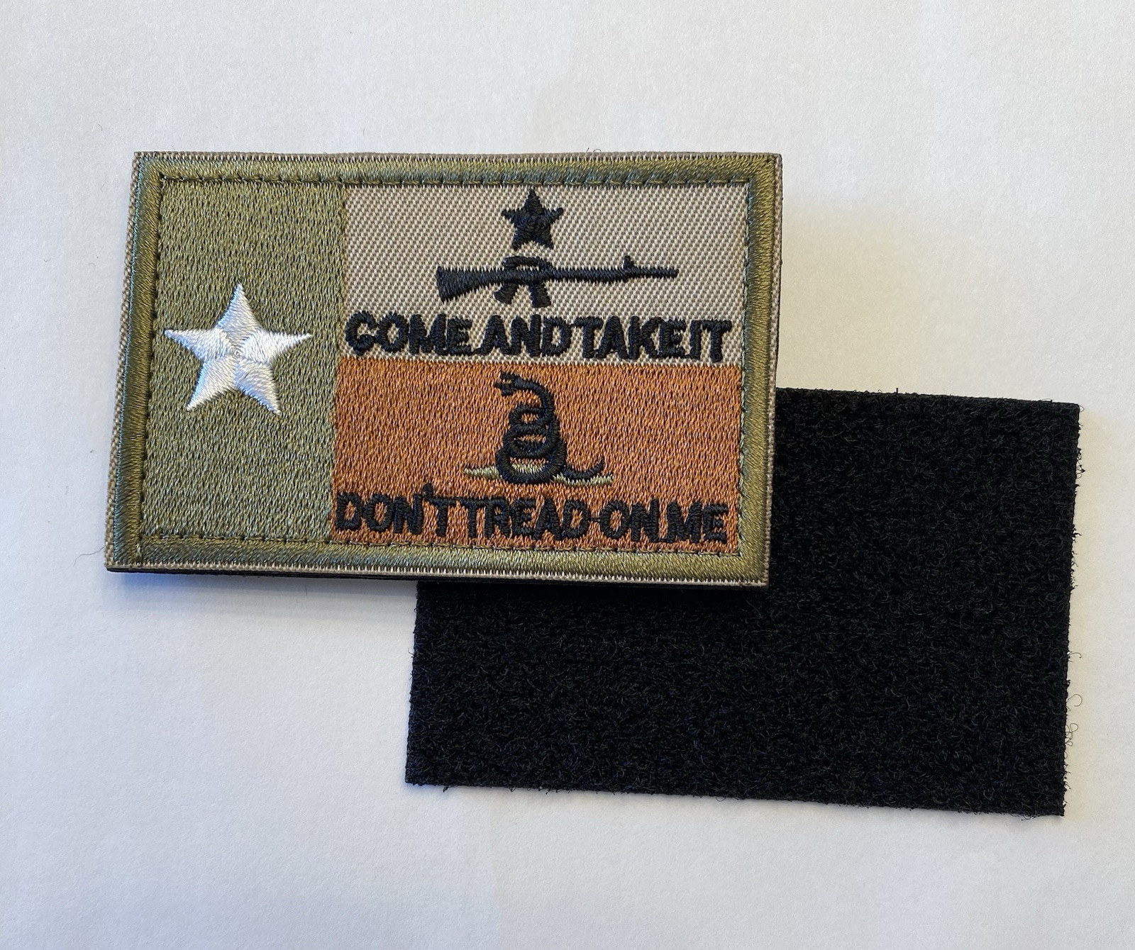 TEXAS COME & TAKE IT  DON'T TREAD ON ME HOOK & LOOP FLAG EMBROIDERED PATCH