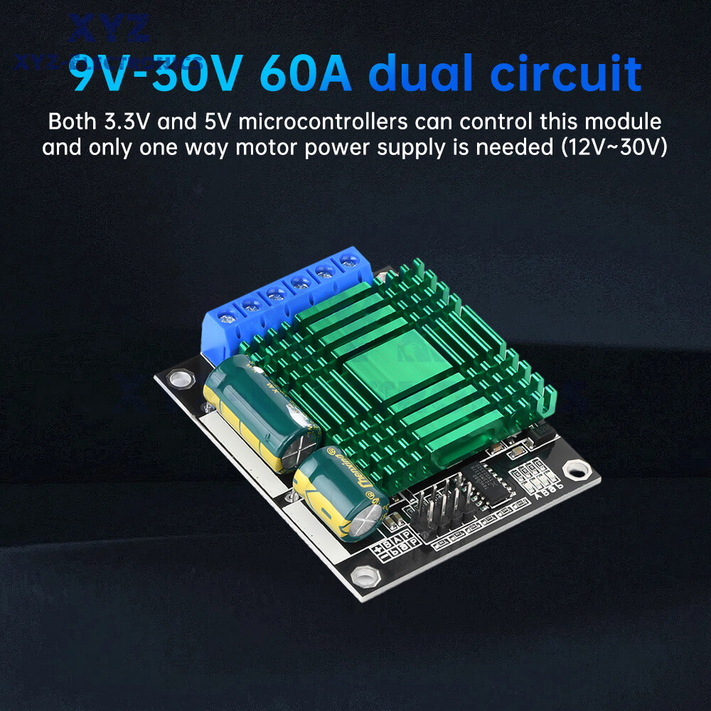 9V-30V 60A Dual PWM DC Motor Driver Module High Power H-Bridge Speed Controller