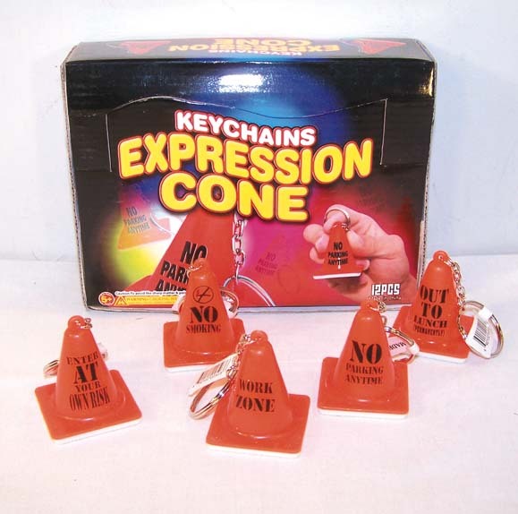 12 PC EXPRESSION TRAFFIC CONES key chains jokes  funny orange sayings cone new