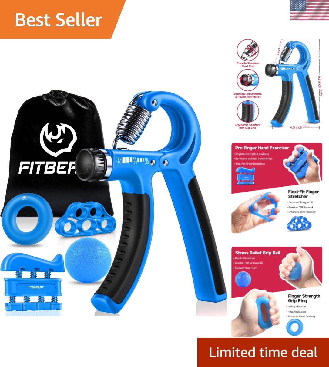 Grip Strengthener Forearm Strengthener Hand Grips Strengthener Kit - 5 Pack Adju