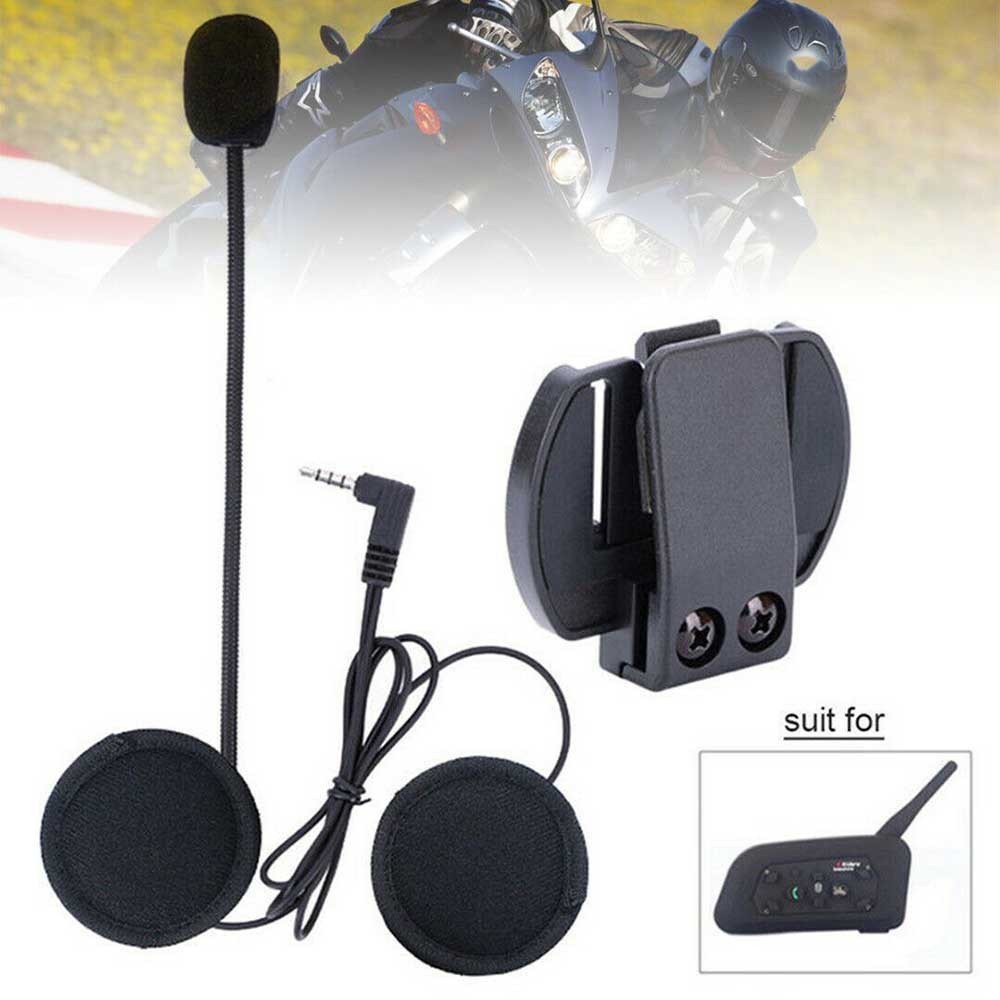 Intercom Helmet Headset Accessory Set with Mic/Speaker Cable and Clips