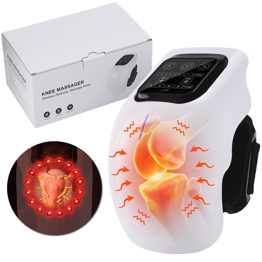 3-in-1 Cordless Knee Massager Pain Relief with 4 Heat Vibration Infared Therapy
