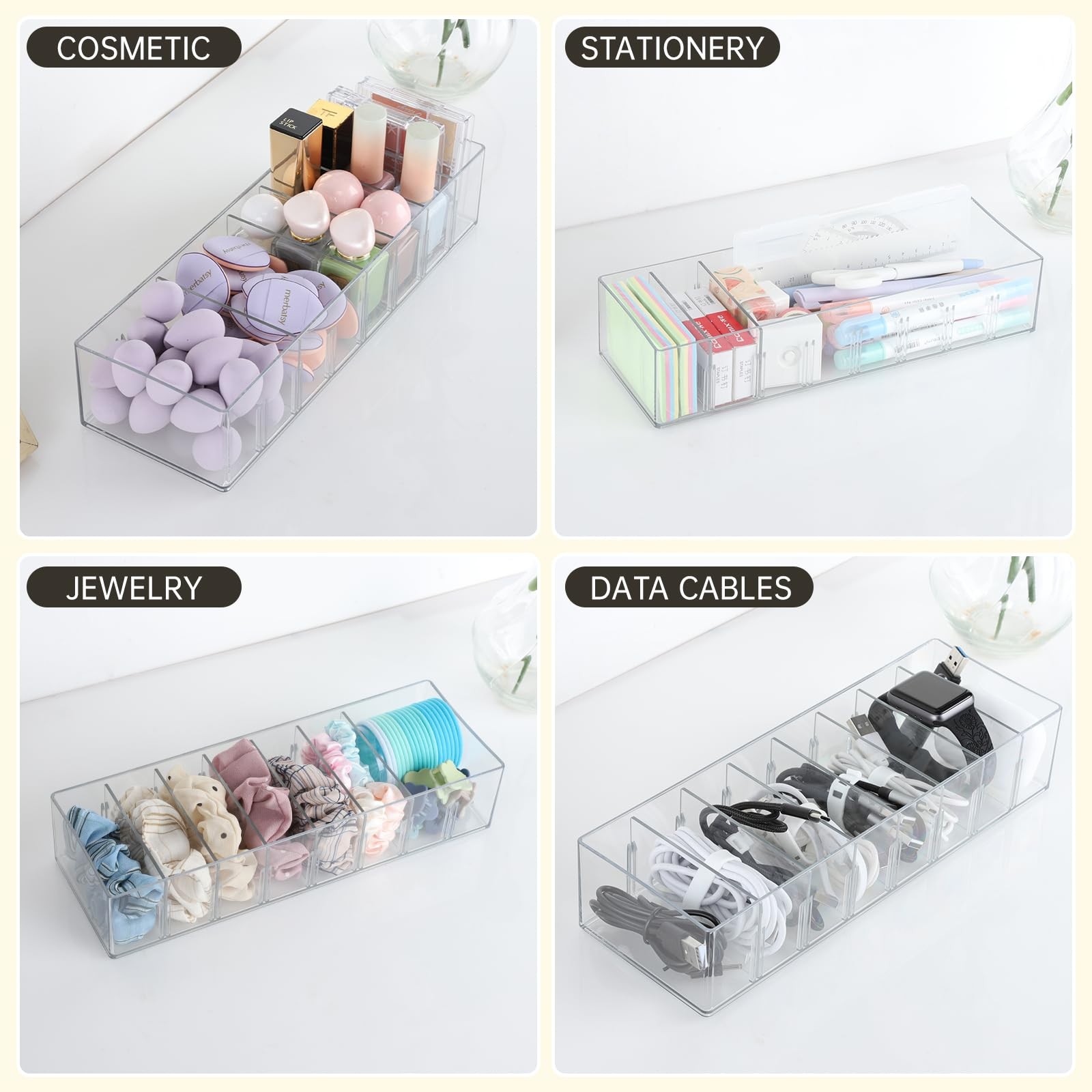 Fretonba 2 Pack Cable Storage Organizer 8 Compartments And 14 Wire Ties