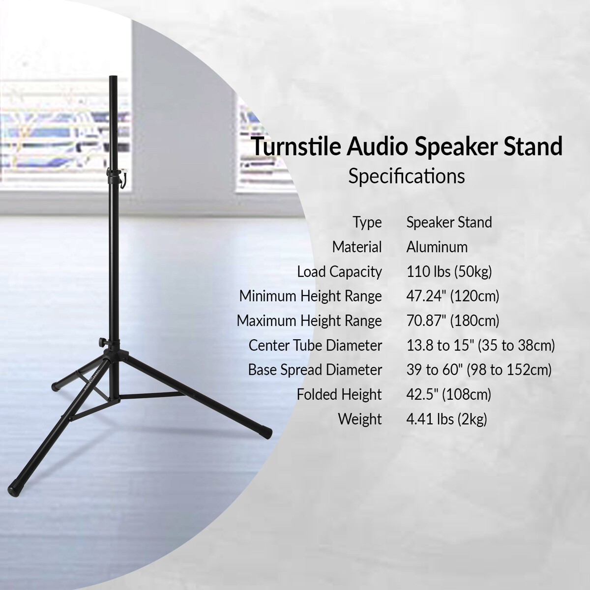 Turnstile Audio Height-Adjustable Speaker Stand with Carry Bag #SS6-SB