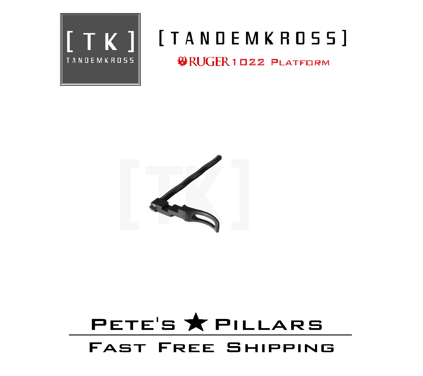 TandemKross Ruger 10/22 Spartan Skeletonized Charging Handle Recoil Rod Black