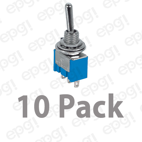10 PACK - SPDT C/OFF (ON/OFF/ON) MINI TOGGLE SWITCH 6A - 125V # 66-1203-10PK
