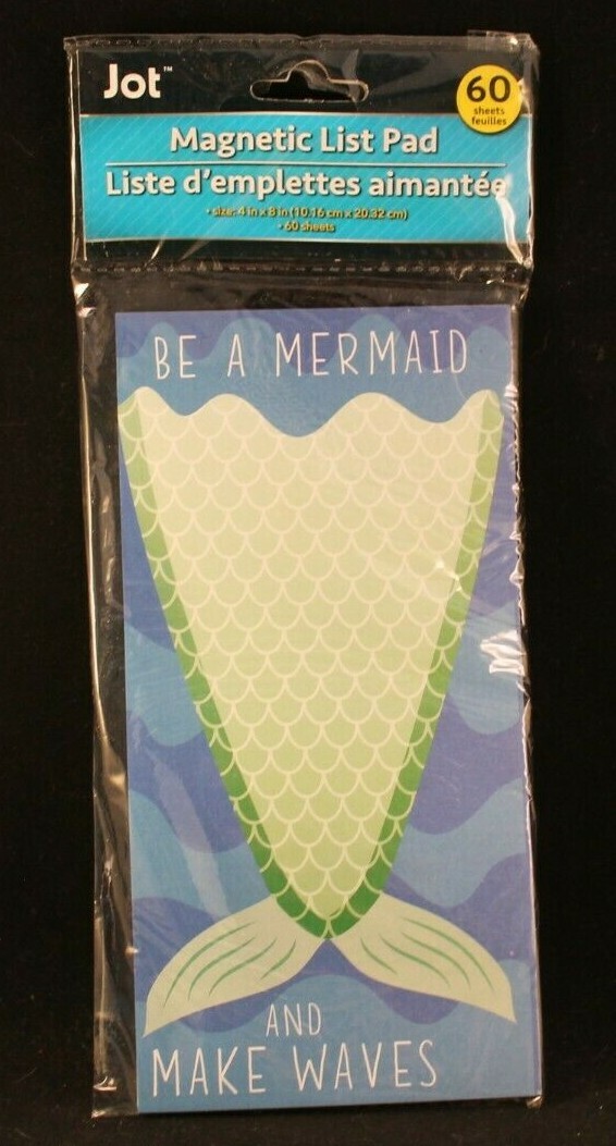 Be A Mermaid & Make Waves - Magnetic Note Pad - 60 Sheets - 8" x 4"