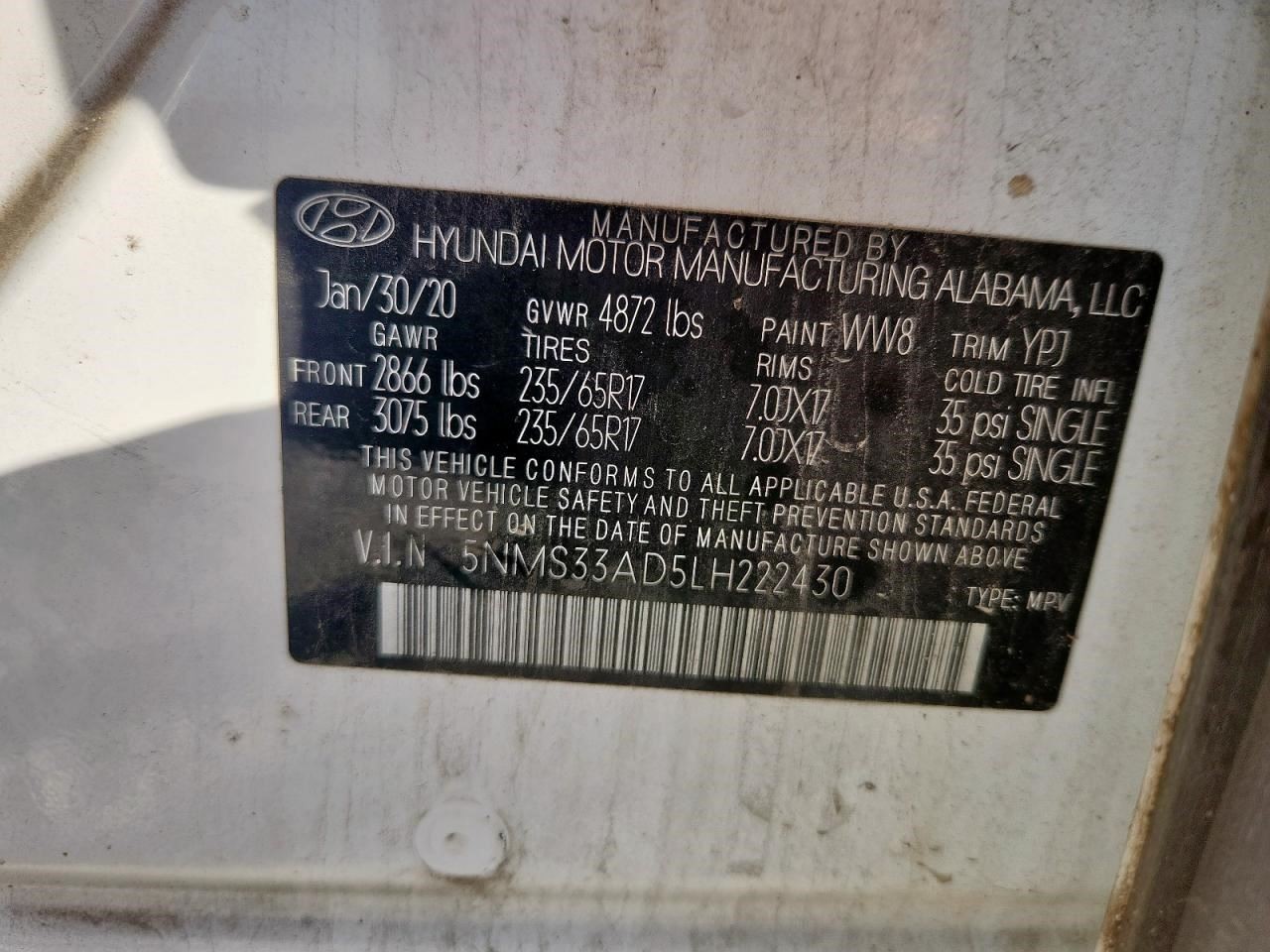 Camera/Projector Camera Front Windshield Fits 19-20 SANTA FE 365870